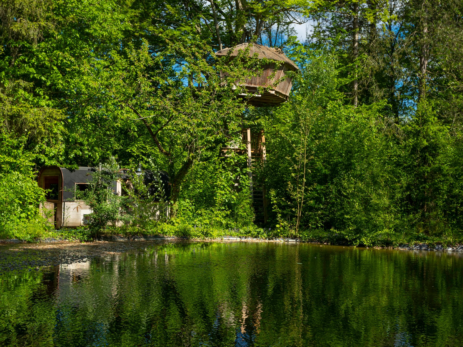 Cabane dans les arbres La cabane Au fil de l'Eau et Spa et Sauna Cabane dans les arbres La cabane Au fil de l'Eau et Spa et Sauna