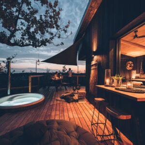 Cabane sur pilotis Cabane Spa Shou Sugi Ban